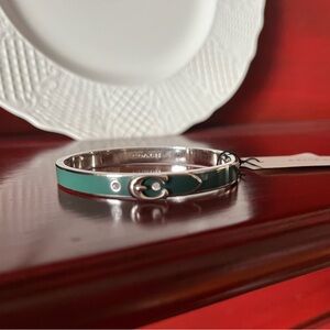 Silver and Green Enamel Bracelet
